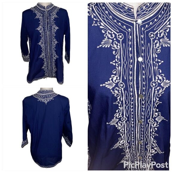 Vintage Caro of Hawaii Mandarin Inspired Top - Picture 1 of 14
